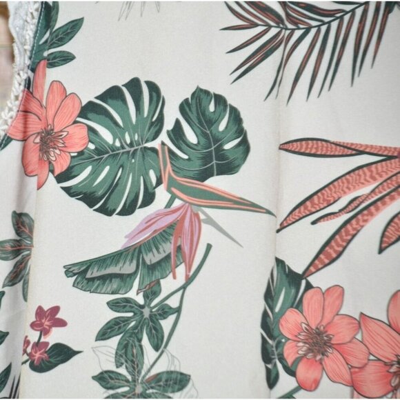 Shein Women's White Hawaiian Beach Blouse Top Plus Size 2X Sleeveless Lace Upper - Picture 10 of 12